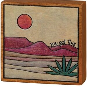EUC Primitives by Kathy Inspirational Wooden Wall Art with Desert Scene